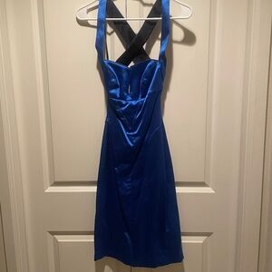 bebe Blue and Black Satin Dress